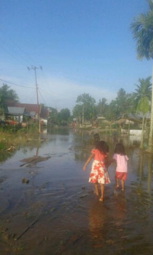 Jalan Pemukiman Desa Sungai Raya Terendam Banjir