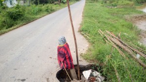 Badan Jalan Puding di Bandar Jaya Amblas