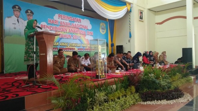 Ketua TP PKK Kabupaten Tanjabtim Wirdayanti saat menyampaikan kata sambutan