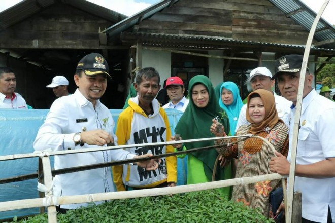 Bupati Adirozal bersama Ketua TP PKK Kerinci, Tinjau Desa Mekar Sari, yang akan berlomba ditingkat Nasional