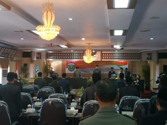 Suasana Rapat Paripurna penyerahan keputusan DPRD Sungaipenuh tentang rekomendasi dewan terhadap LKPJ Walikota akhir Tahun anggaran 2018