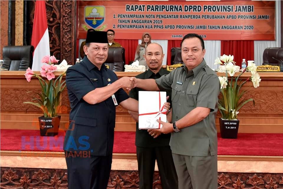 Penyampaian Nota Pengantar Ranperda Perubahan APBD Provinsi Jambi Tahun Anggaran 2019 dan Penyampaian KUA PPAS APBD Provinsi Jambi Tahun Anggaran 2020