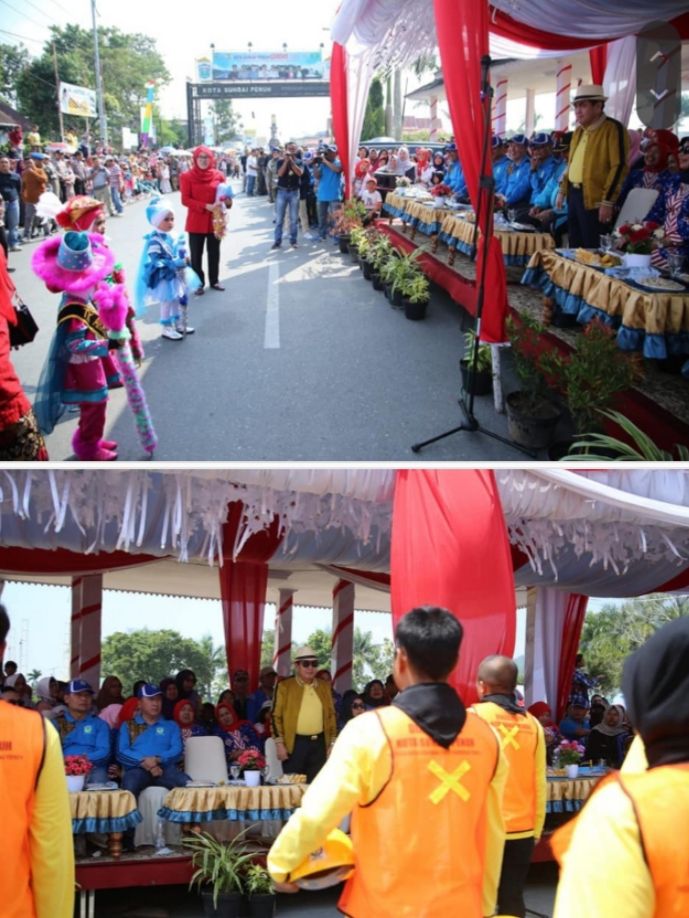 Pawai HUT RI ke-74 di Kota Sungaipenuh berlangsung semarak.