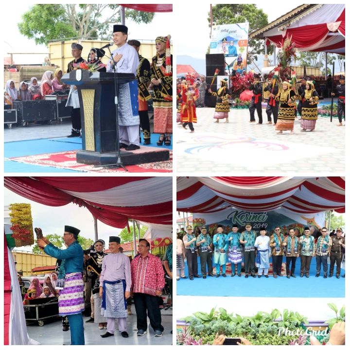 Festival Kerinci tahun 2019 resmi dibuka, ditandai dengan pemukulan bedug oleh Sekda Provinsi Jambi didampingi Bupati Adirozal