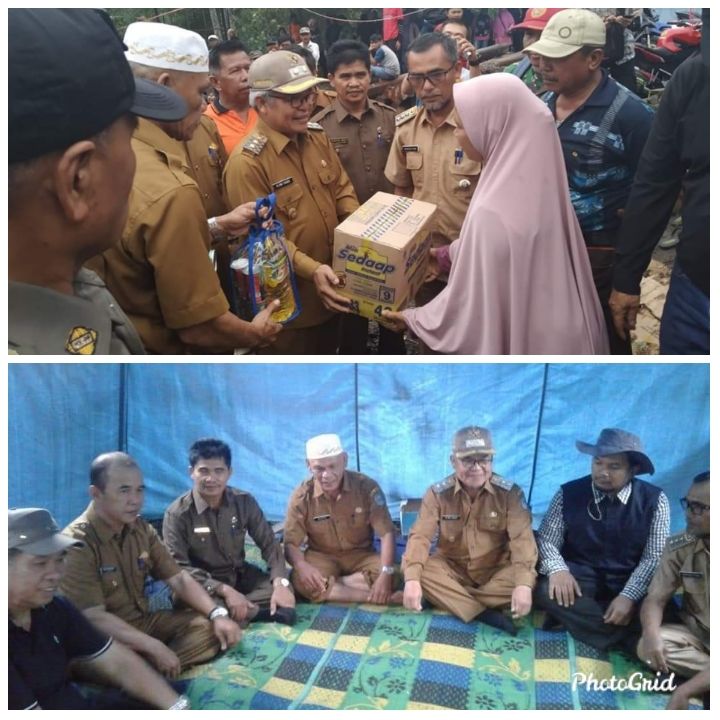 Wabup Ami Taher saat Kunjungi dan Serahkan Bantuan di Posko Pencarian Warga Hilang disekitar hutan danau Kaco, Lempur