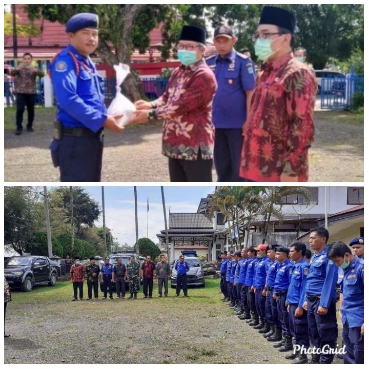 Wabup Ami Taher Pimpin Apel Pasukan Damkar, Pelaksanaan Penyemprotan Disinfektan diwilayah kabupaten Kerinci.