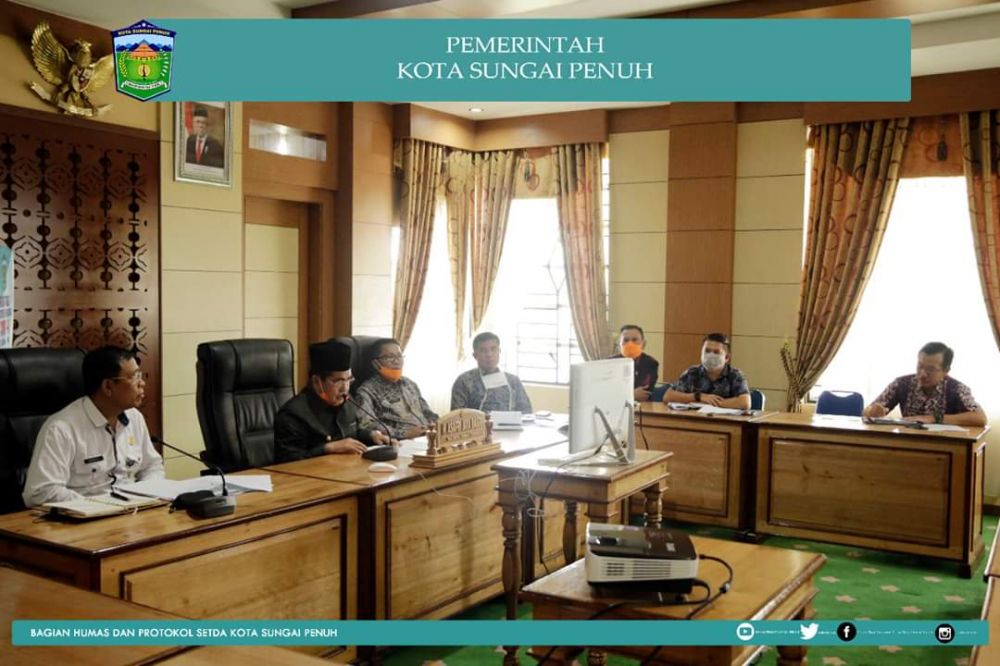 Wako AJB Teleconference Bersama Gubernur dan Bupati/Walikota se-Provinsi Jambi, Bahas Perkembangan Penanganan Covid-19