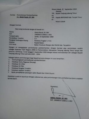 Rasid Diberhentikan dari ASN atas Permintaan Sendiri