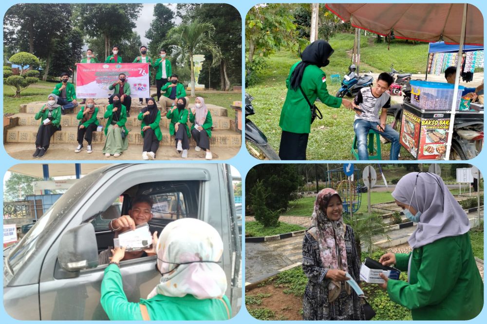 Sties Al-Mujaddid Tanjung Jabung Timur Saat Bagi-Bagi Masker/BAHARUDDIN-NT