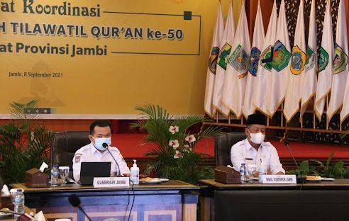 Gubernur Jambi, Al Haris saat memimpin Rapat Koordinasi Pengamanan dan Pelaksanaan MTQ ke 50 tinglat Provinsi Jambi 