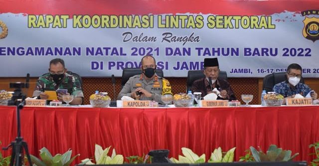 Rapat Koordinasi Lintas Sektoral Dalam Rangka Pengamanan Natal 2021 dan Tahun Baru 2022 di Provinsi Jambi