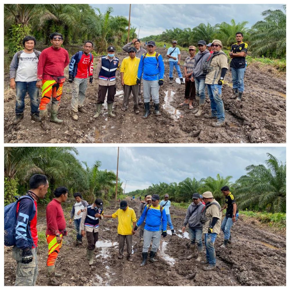 Kepala Dinas PUPR Tanjabtim Dedi Novrianika tinjau kerusakan jalan Sadu