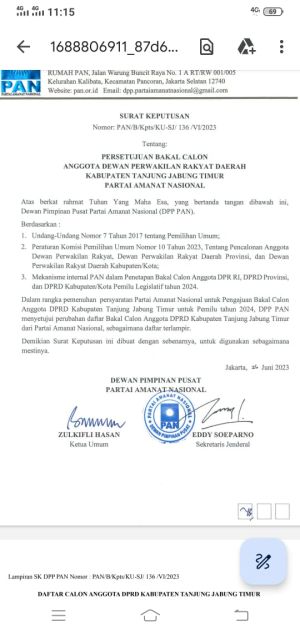 Ini Nomor Urut Bacaleg PAN untuk DPRD Tanjabtim