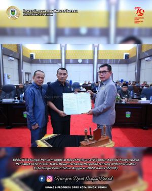 Fraksi DPRD Sungaipenuh Sepakati Ranperda APBD Perubahan