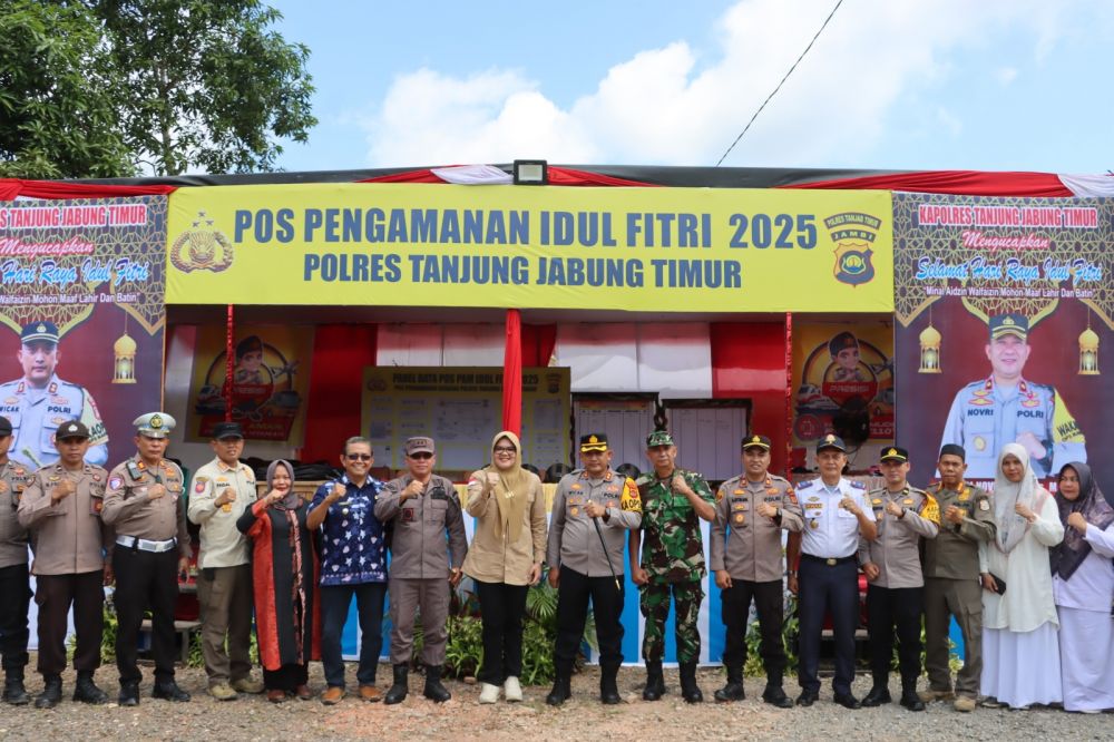 Kapolres Tanjabtim bersama Forkompimda Kabupaten Tanjabtim Cek Pospam dan Posyan jelang Idul Fitri 1446 H 
